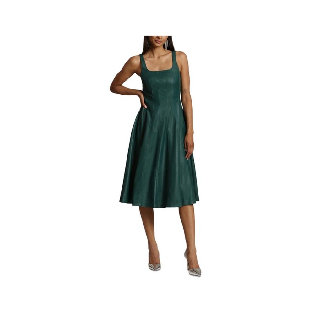 Avec Les Filles Womens Faux Leather A-line Dress, NWT